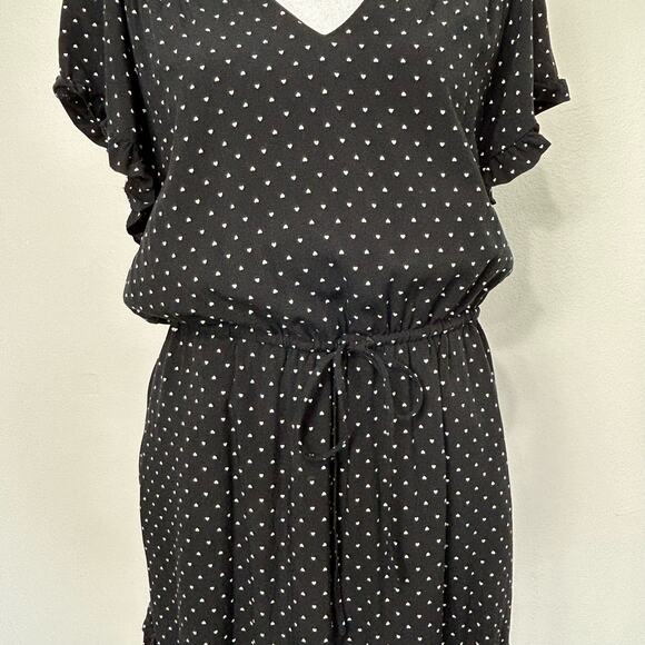 Gap Heart Ruffle Dress Small Tall Womens Hearts Black White Tie Wais Tiered - Picture 4 of 16